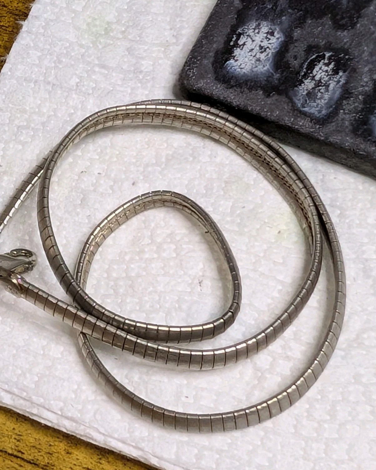 By M Vtg Sterling Silver 6mm Flat Omega Italian Chain 925 17.5″ Necklace – 26.4g