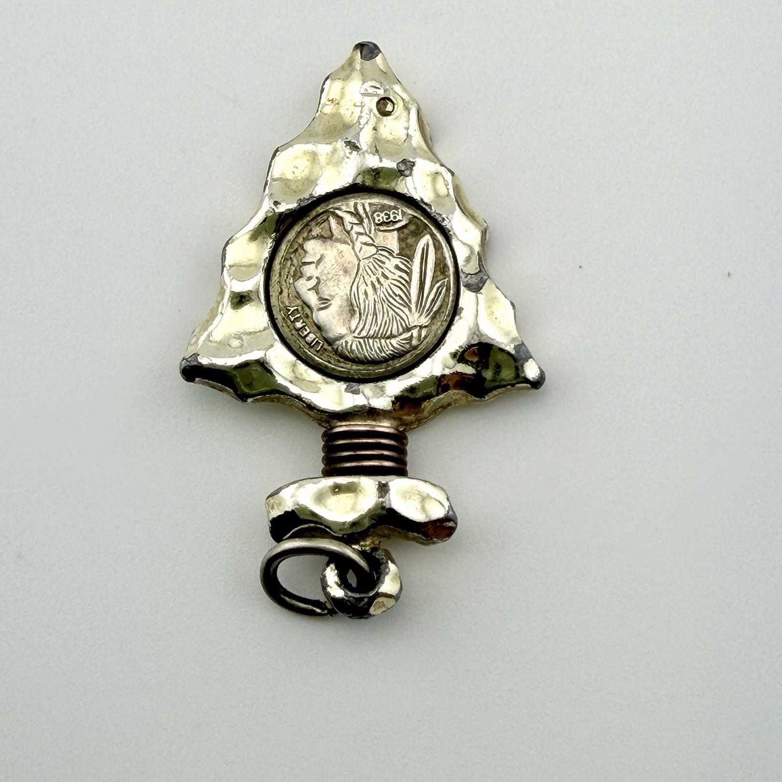 Vintage Miniature Indian Head BUFFALO NICKEL 1938 Arrowhead Pendant