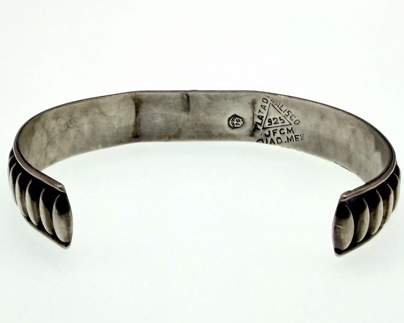 Vintage Plata de Jalisco JFCM Sterling Silver Cuff Bracelet Guad Mex Turquoise