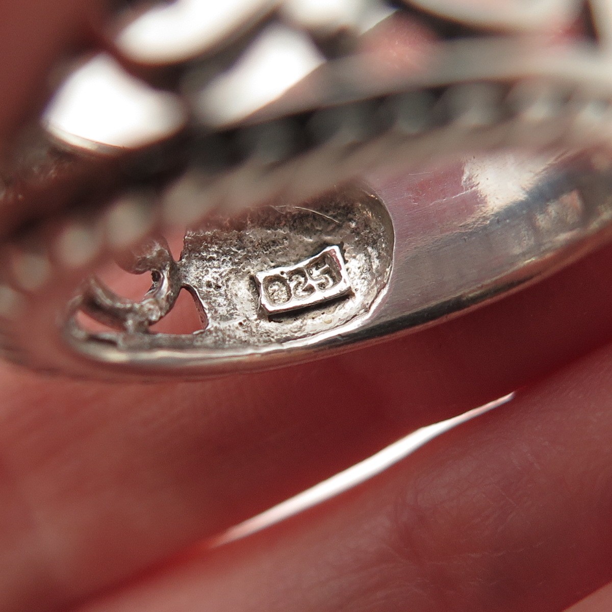 925 Sterling Silver Vintage Floral Oxidized Ring Size 7.25