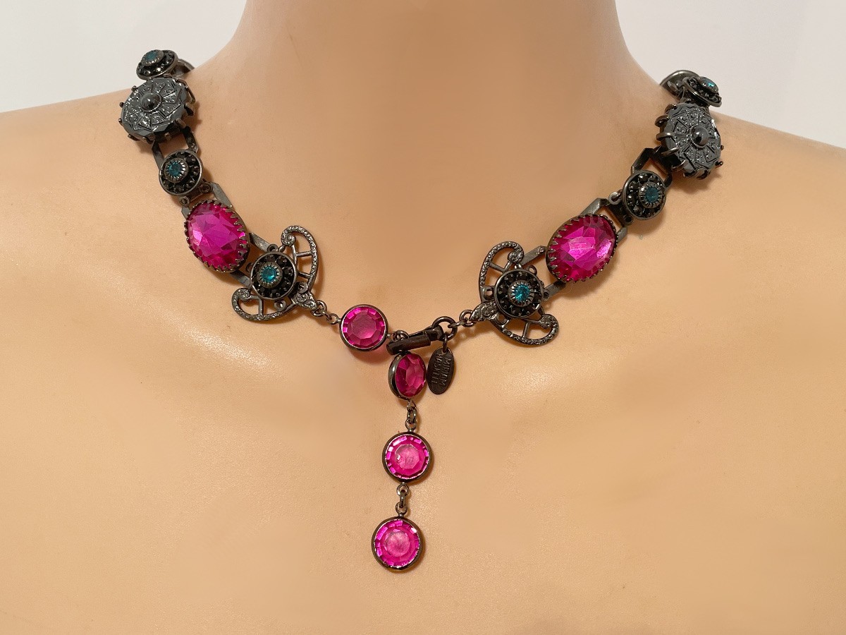 Vintage Miriam Haskell Art Nouveau Bohemian Gipsy / Roman Maiden Necklace Set