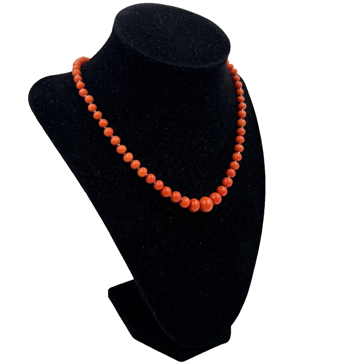 ANTIQUE OLD VICTORIAN NATURAL GENUINE CORAL NECKLACE 1 STRAND CHOKER STERLING SL
