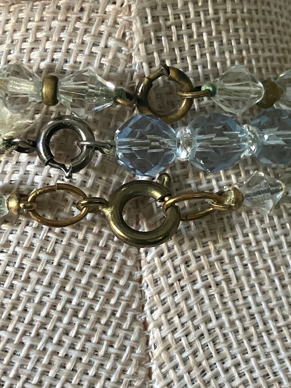 Vintage Faceted Crystal Glass Necklace Lot Cones Rounds FOR RESTRINGING UPCYCLE