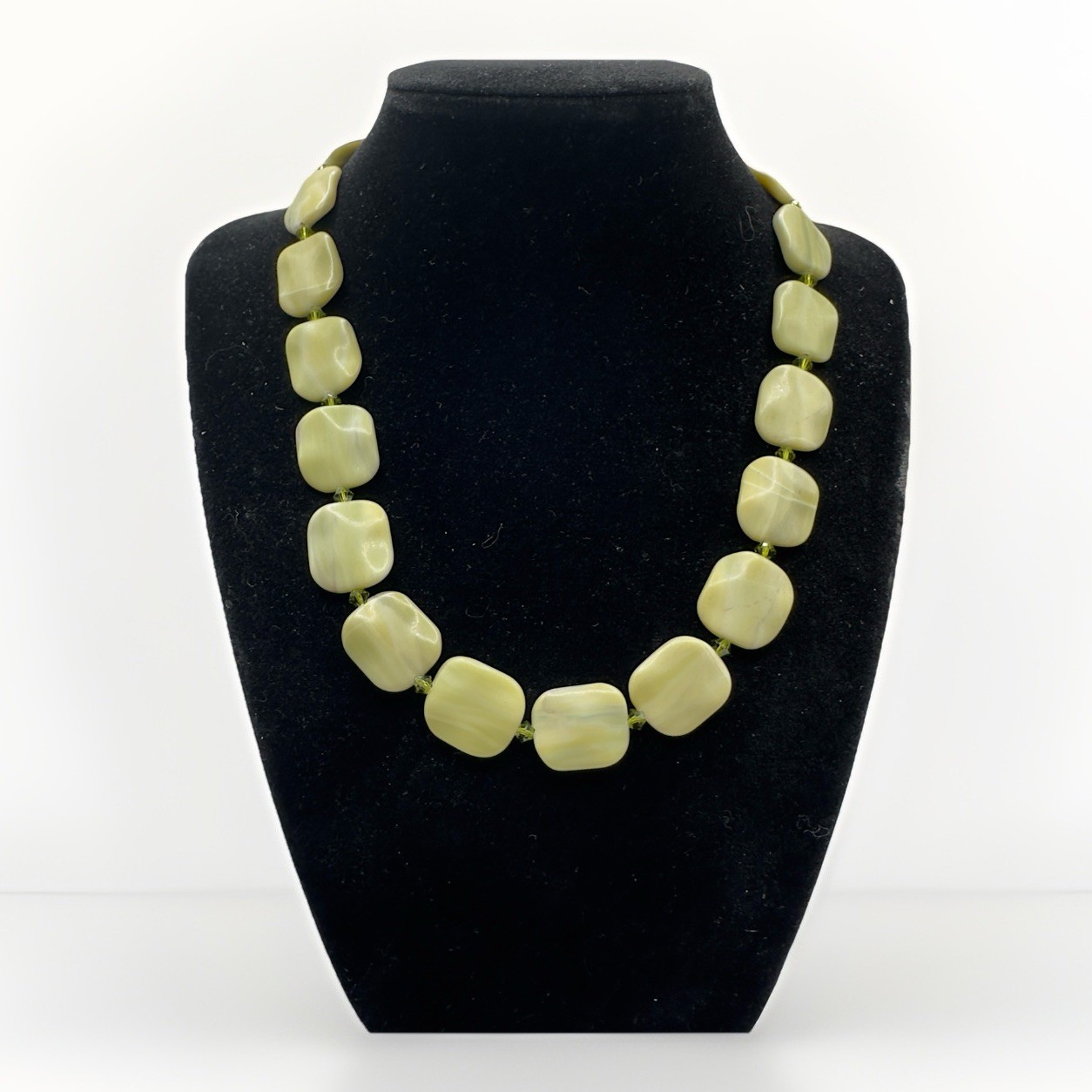 Vintage Artisan Jasper Necklace Choker Modern Boho Earthy Modern Butter Green
