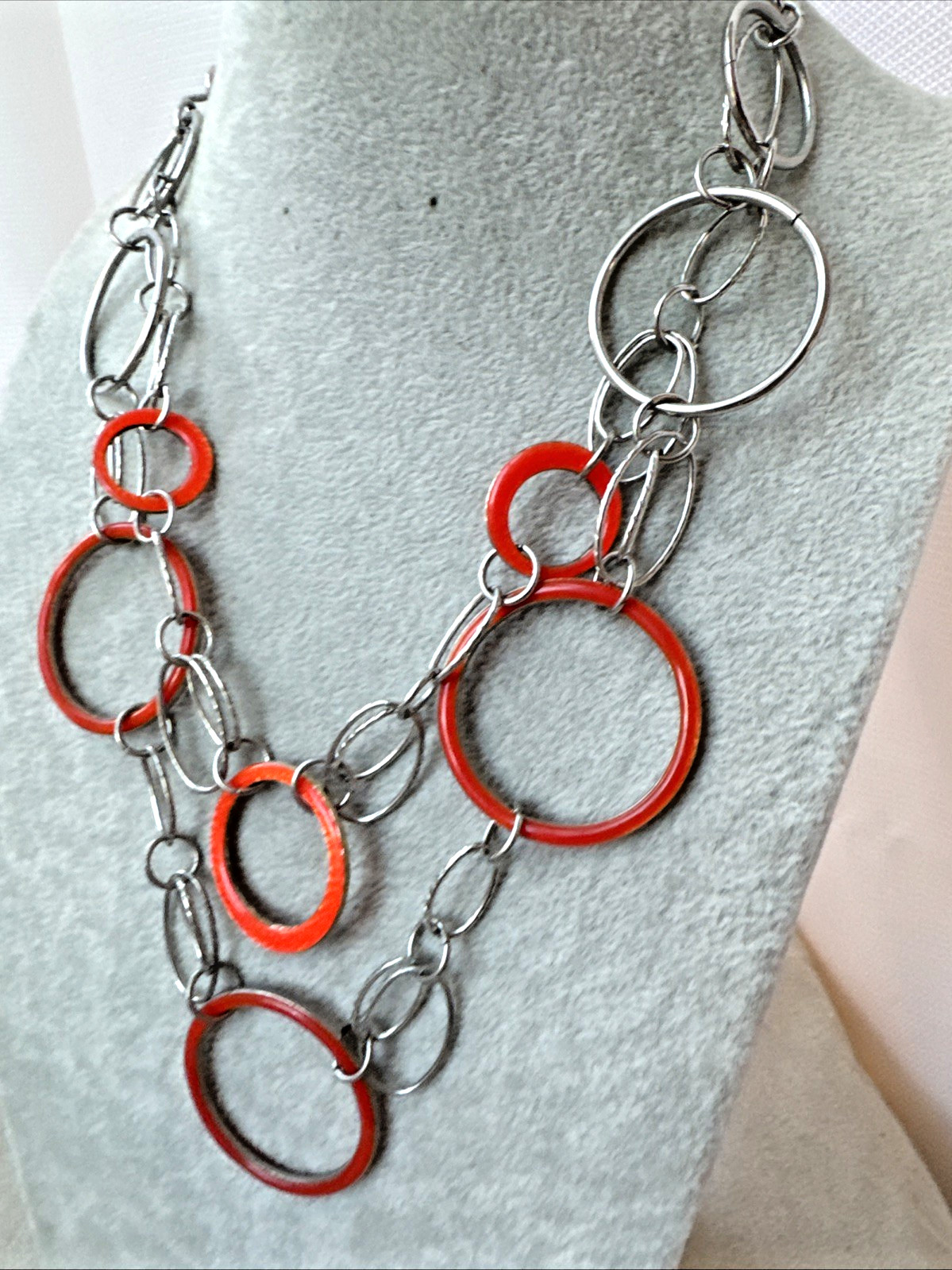 MILLENIALCORE VTG orange peach y2k 2000s colorful Modernist Bib Necklace Choker