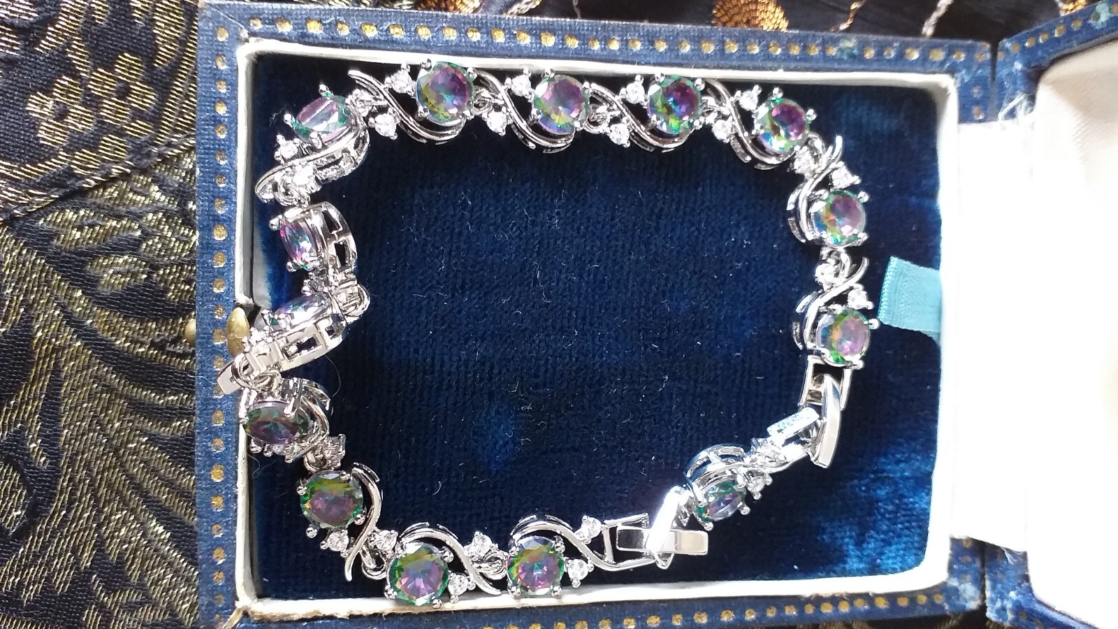 Vintage 1990 Mystic Topaz Sterling Silver 925 Bracelet 8 inch long – Hallmarked