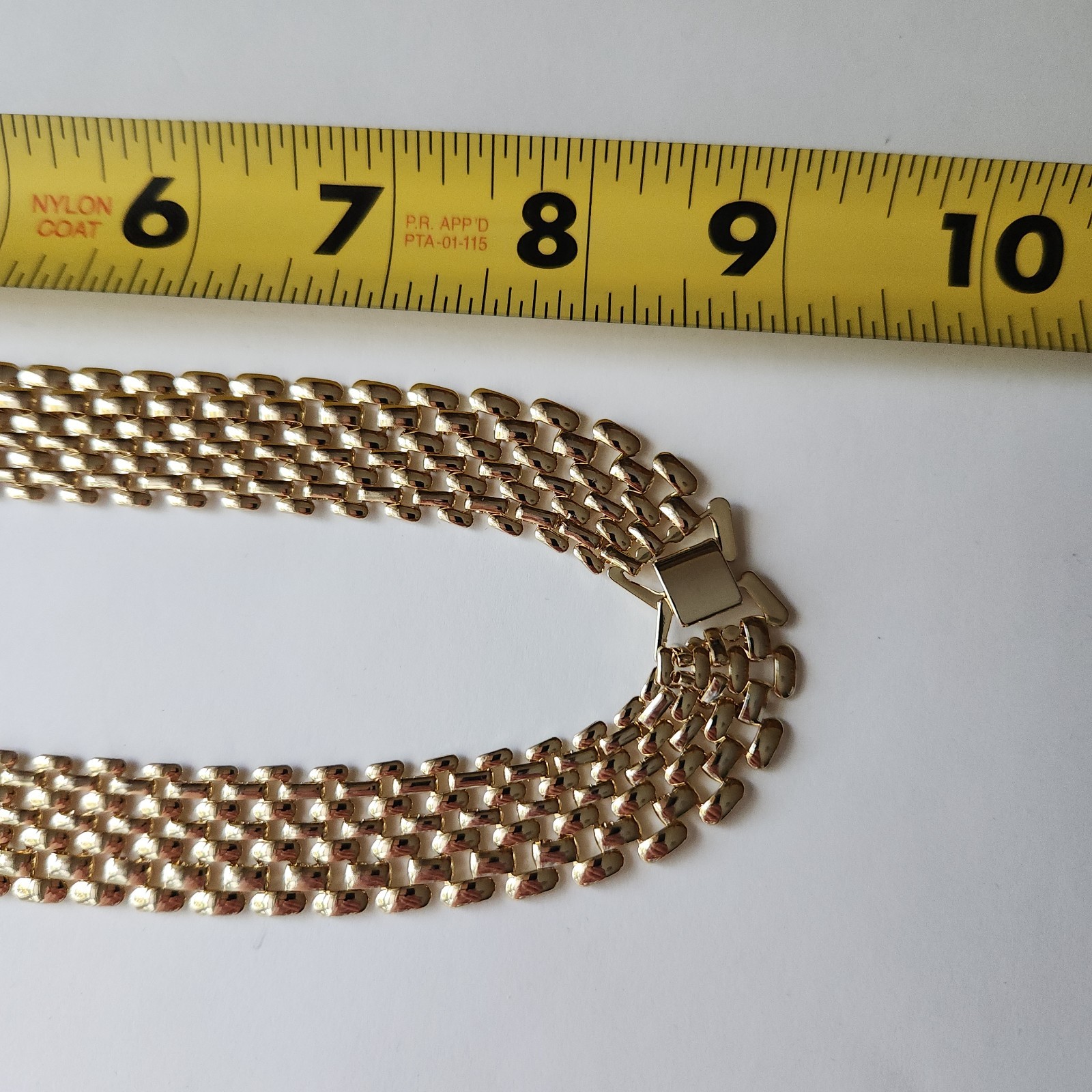 Vintage Gold Tone Mesh Link Necklace | 16″ Fluid Chain Collar
