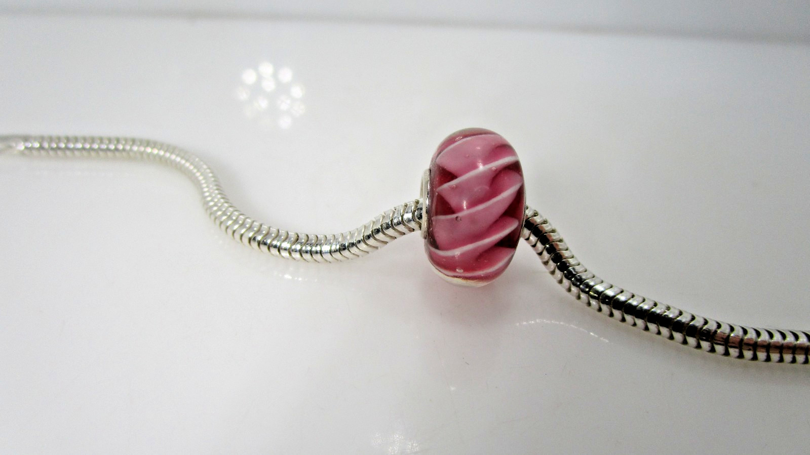 IBB Murano Glass Pink Swirl Charm Only for Bracelet