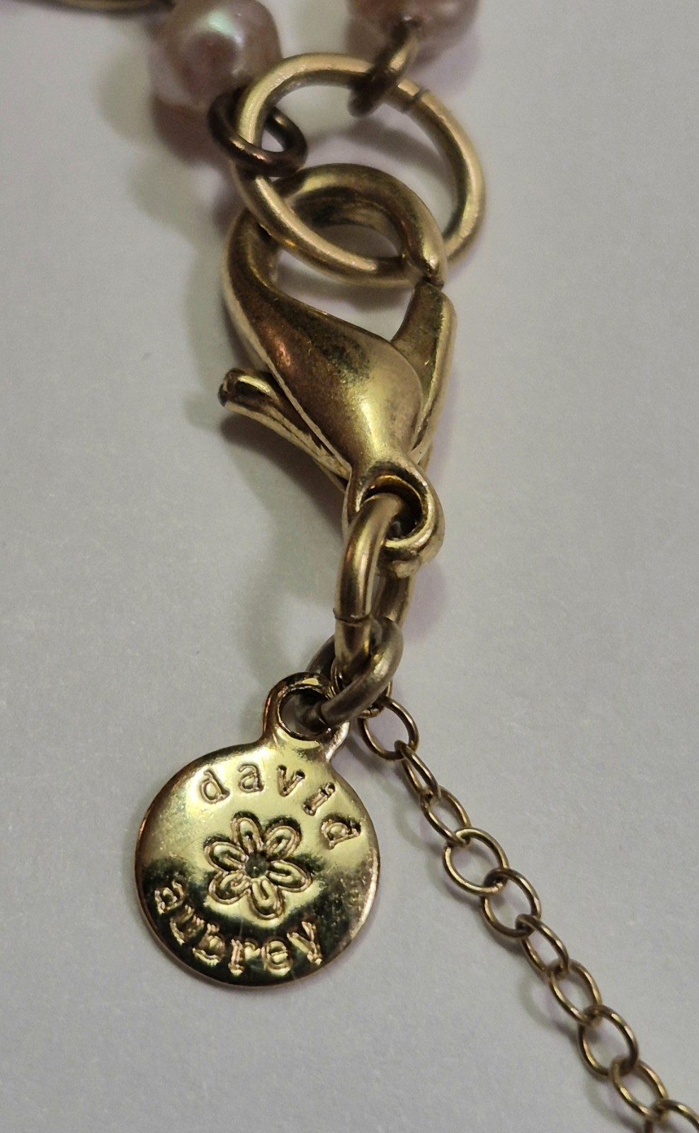 David Aubrey Pendant Necklace Glass Gold Tone Vintage Style Birdcage Dainty