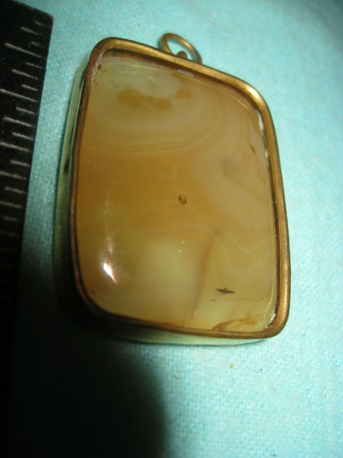 Amber Pendant Suspended Fossil Jellyfish Dandelion Gold Rim 15g 1 1/2″ x 1 1/8″