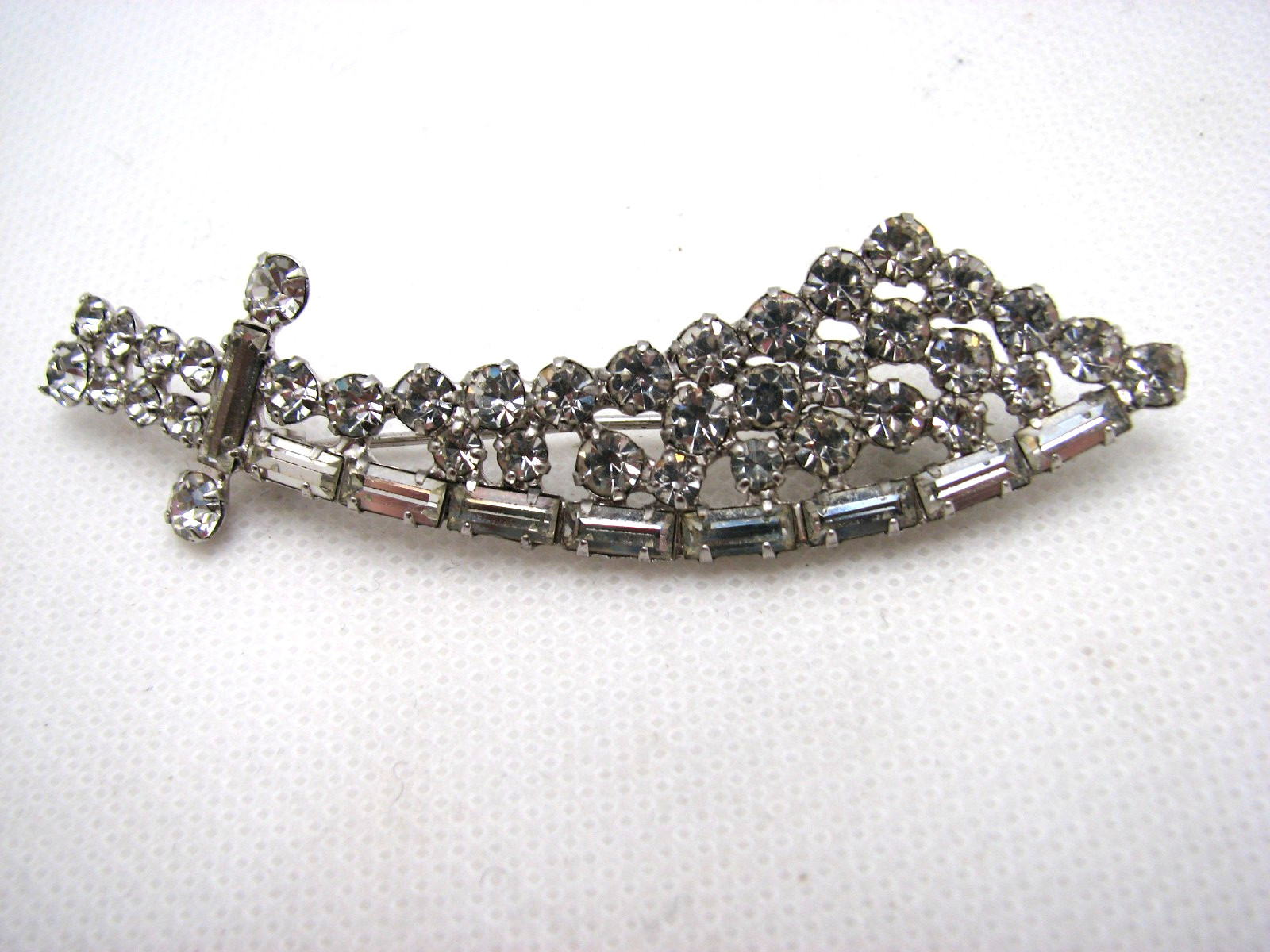Vintage Lot of 4 Clear Rhinestone Brooch Pins & 1 Buckle/Slide