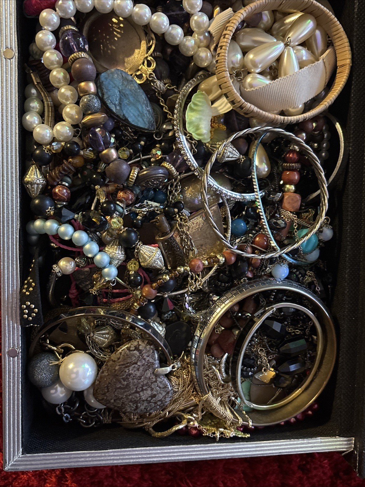 Mystery Jewelry Junk Box! 6-7 Lbs Inc Box Beads, Gold Silver Tones, Possible 925