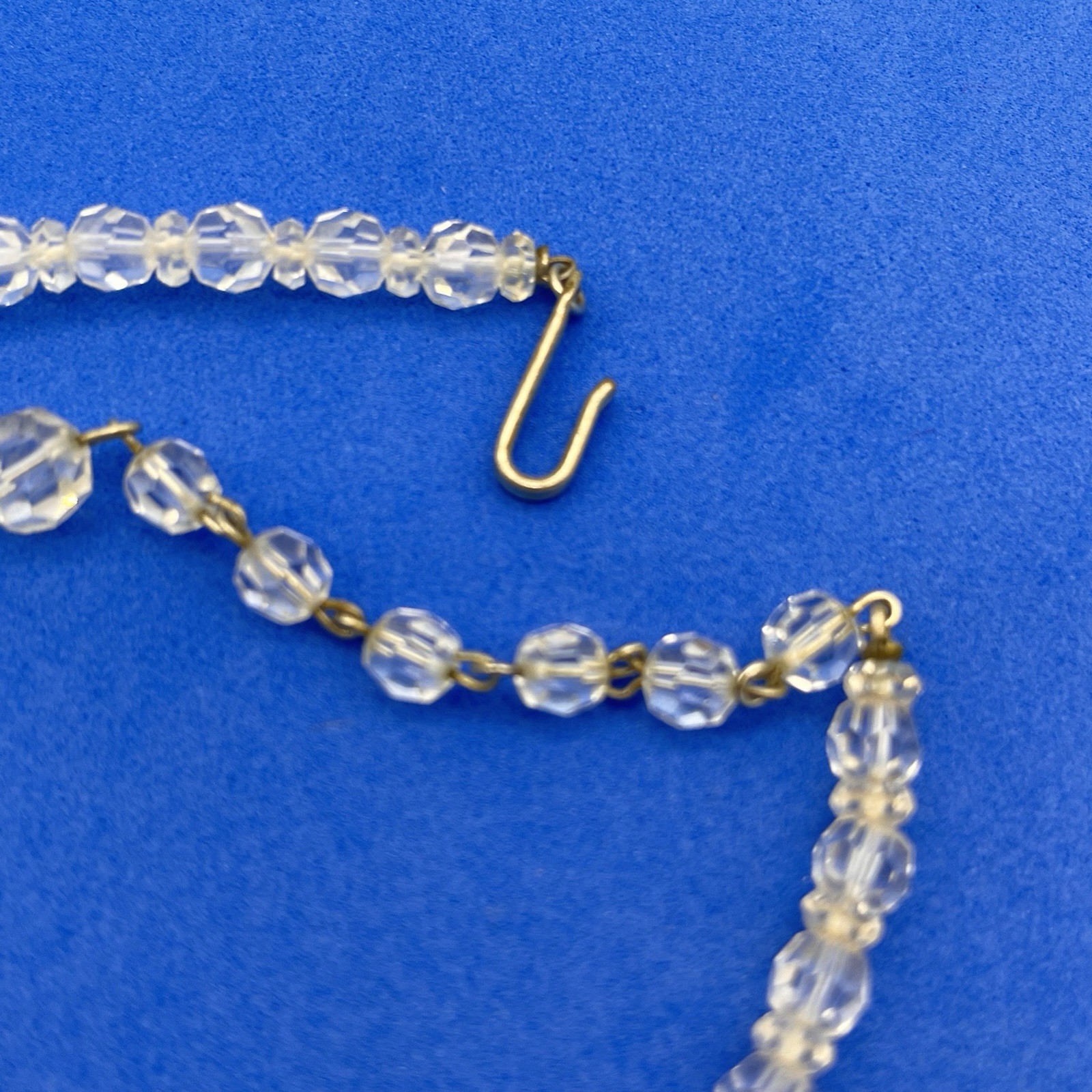 Vintage Crystal Bead Necklace Dainty Small Faceted Beads 14″