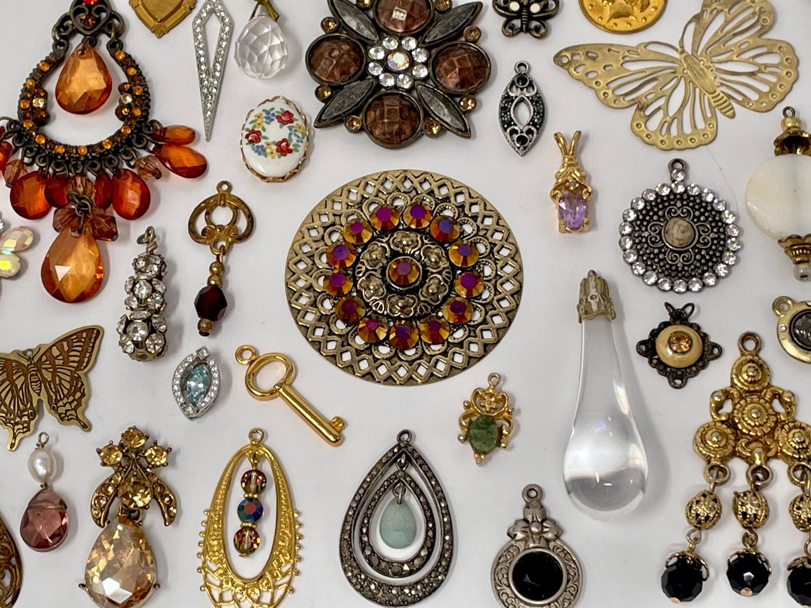Lot Vtg & Modern Victorian Art Deco Style Pendants Findings Jewelry Craft Ja