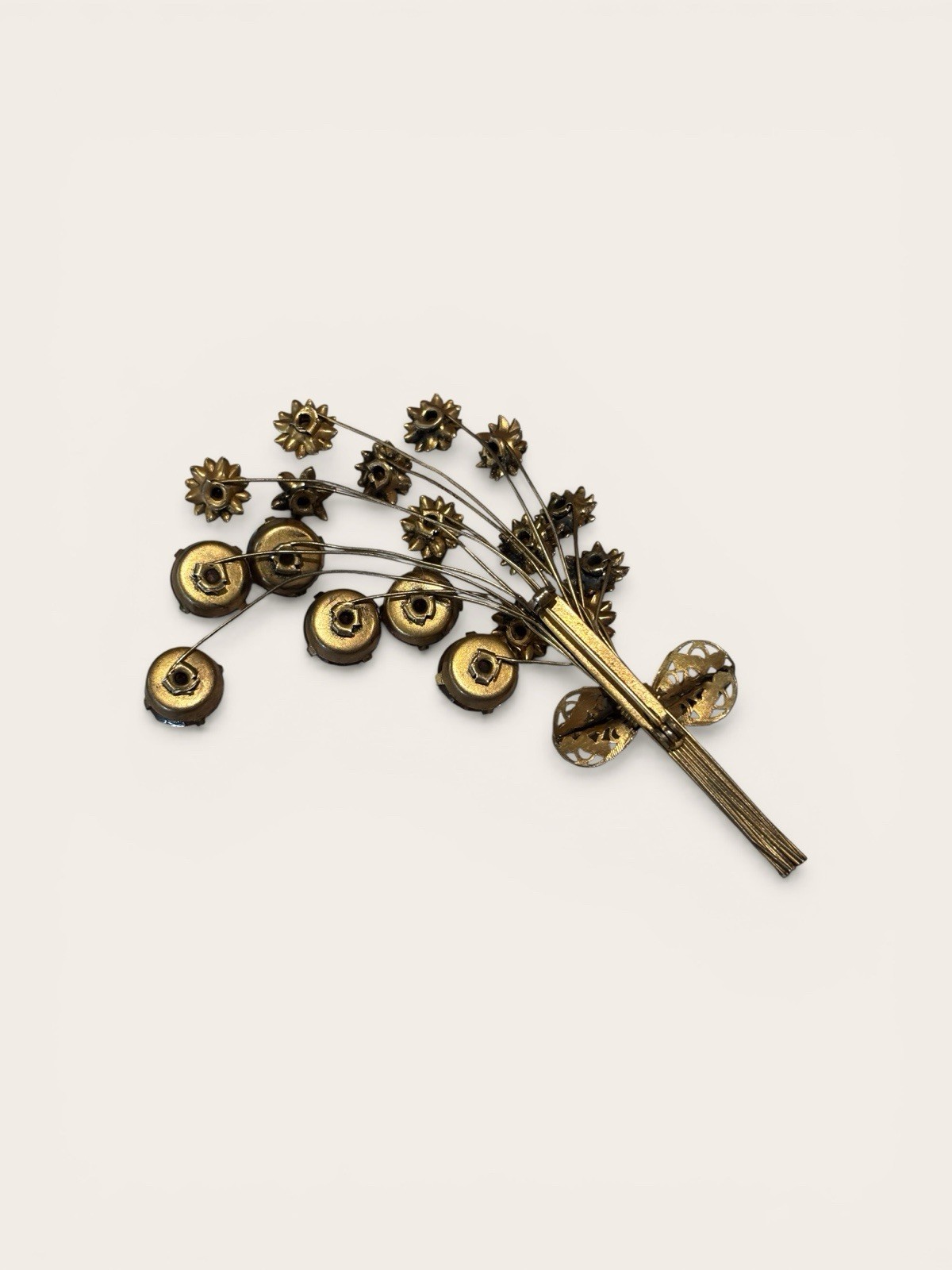 Vintage Gold Vermeil Sterling Silver Amethyst Color Floral Spray Bouquet Brooch