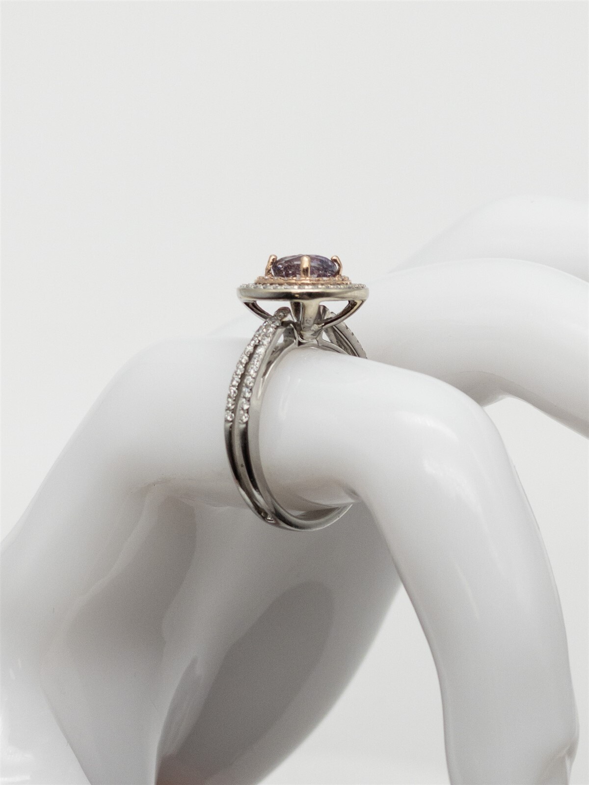 $6000 2.25ct No Heat Purple Pink Sapphire VS G Diamond 14k White Gold HALO Ring
