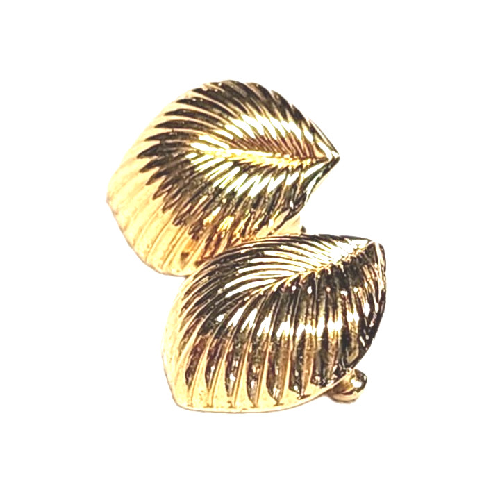Vintage Napier Gold Tone Leaf Design Textured Post Stud Earrings Leaves Nature