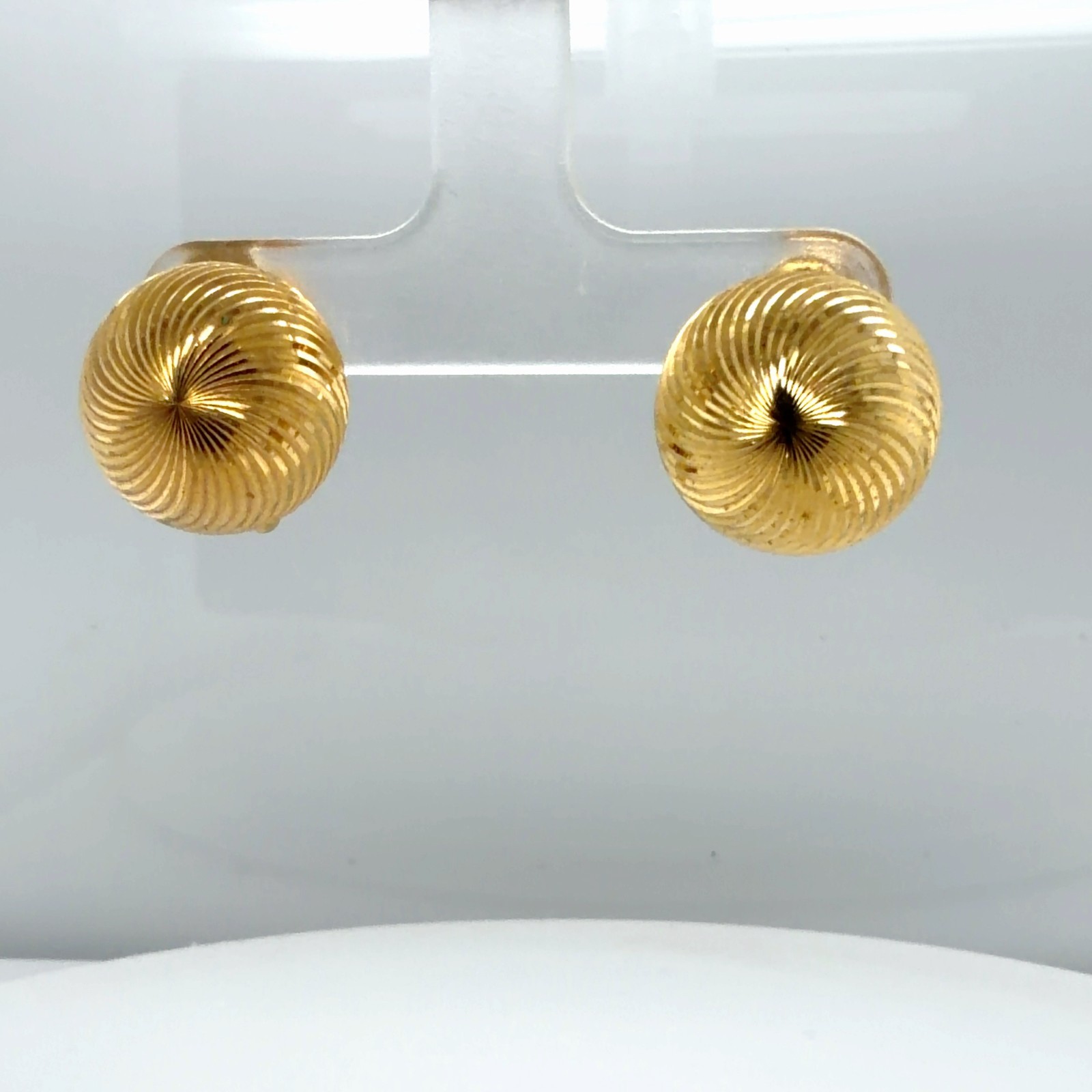 Vintage Napier Gold Tone 16mm Round Dome Adjustable Clip on Earrings