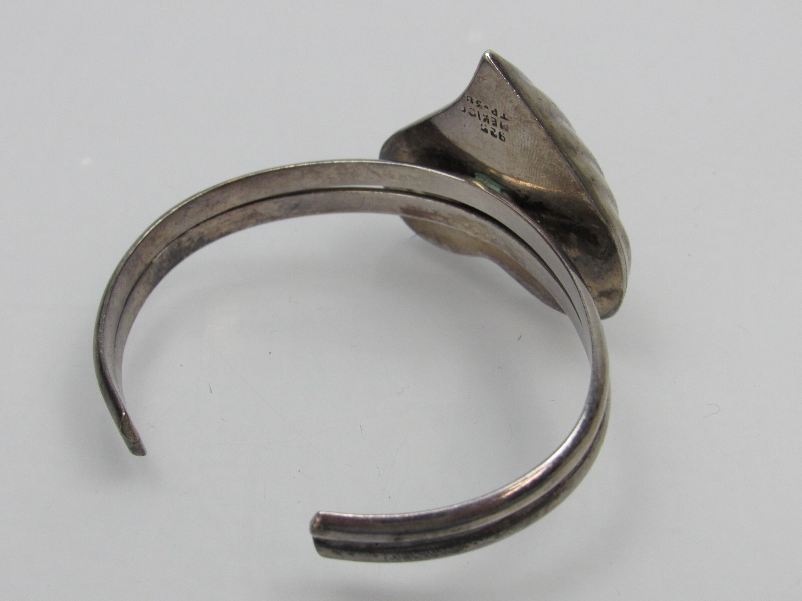 Vintage Taxco Mexico Sterling Silver Cuff Bracelet 3D Heart Puffy 925