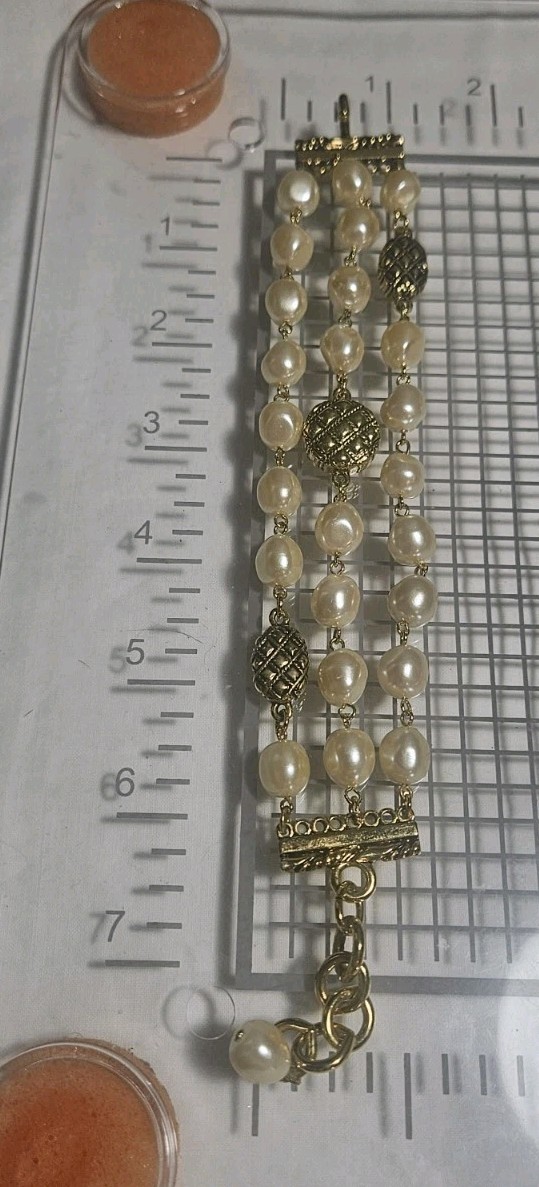 Joan Rivers Triple Strand Faux Pearl with Gold -Tone Toggle Closure Bracelet