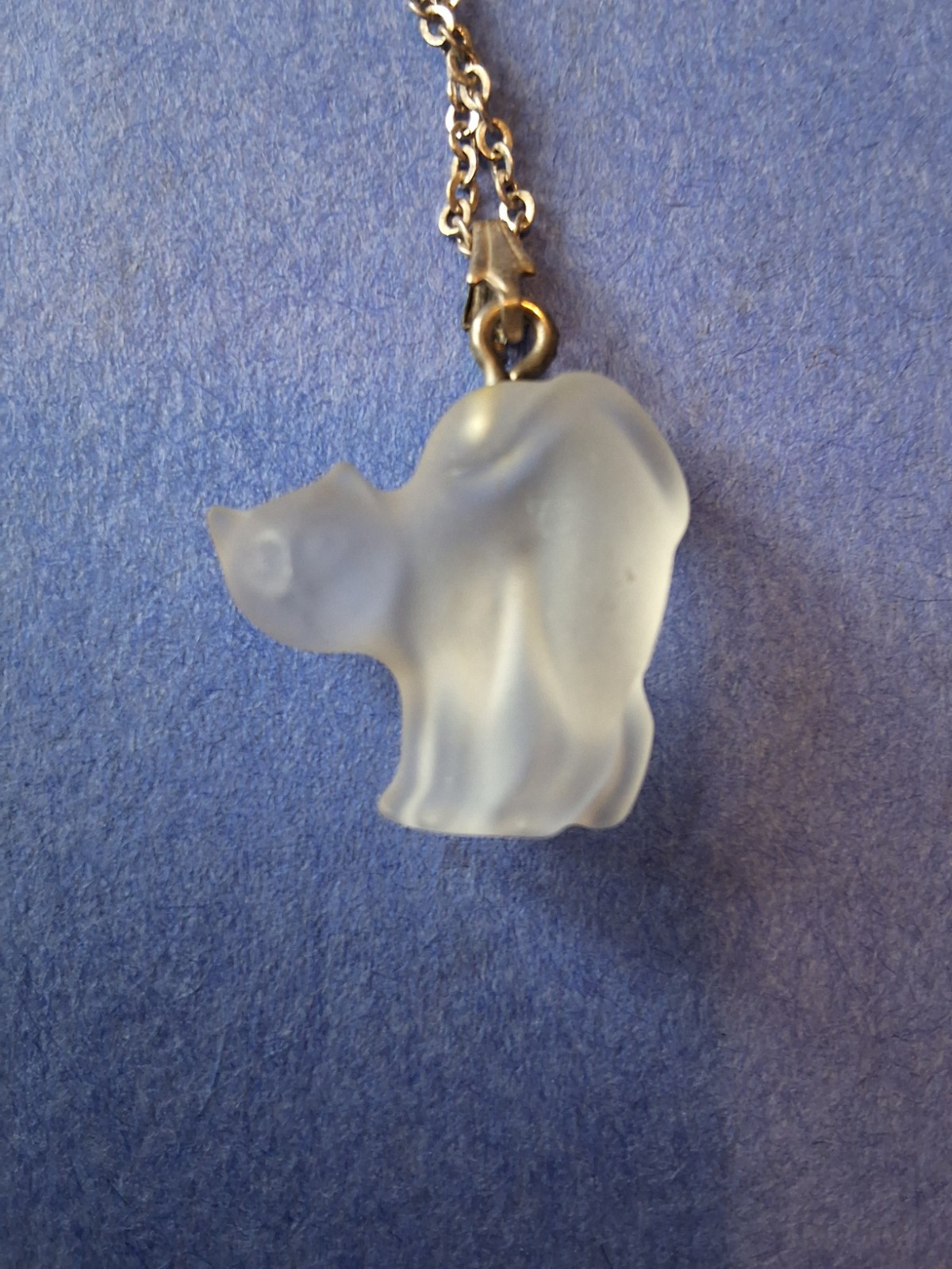 Vintage Frosted Glass Cat Pendant Necklace
