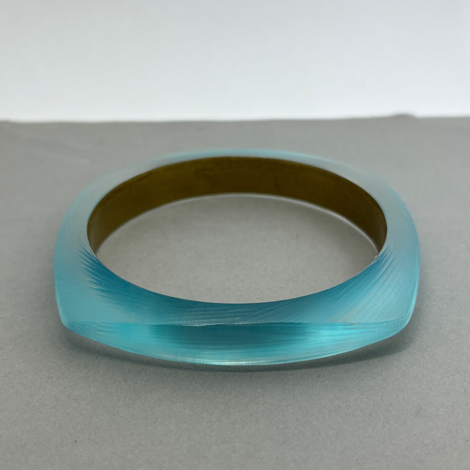Alexis Bittar Bangle Bracelet Lucite Aqua Light Blue Translucent Vintage