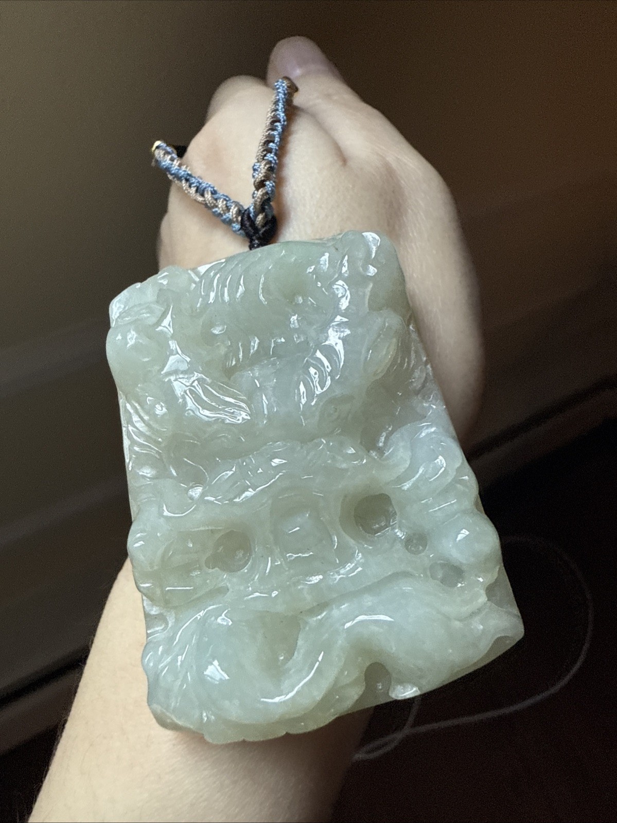 Certified Grade A Burma Jadeite Hand Carved Dragon 純天然翡翠A貨糯冰種水厚龍牌