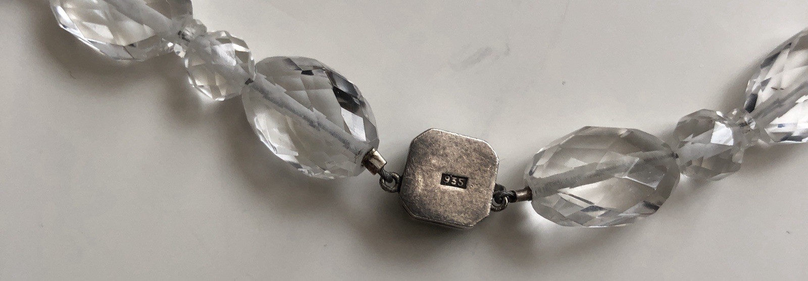 Vintage Faceted Rock Crystal `16” Necklace Graduated, W. Germany, Sterling Clasp