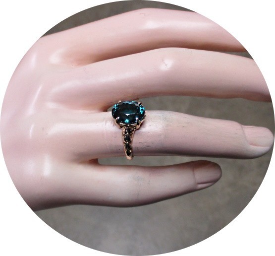 Pretty Blue-Green INDICOLITE Tourmaline Ring – 14k Solid Yellow Gold Mtg