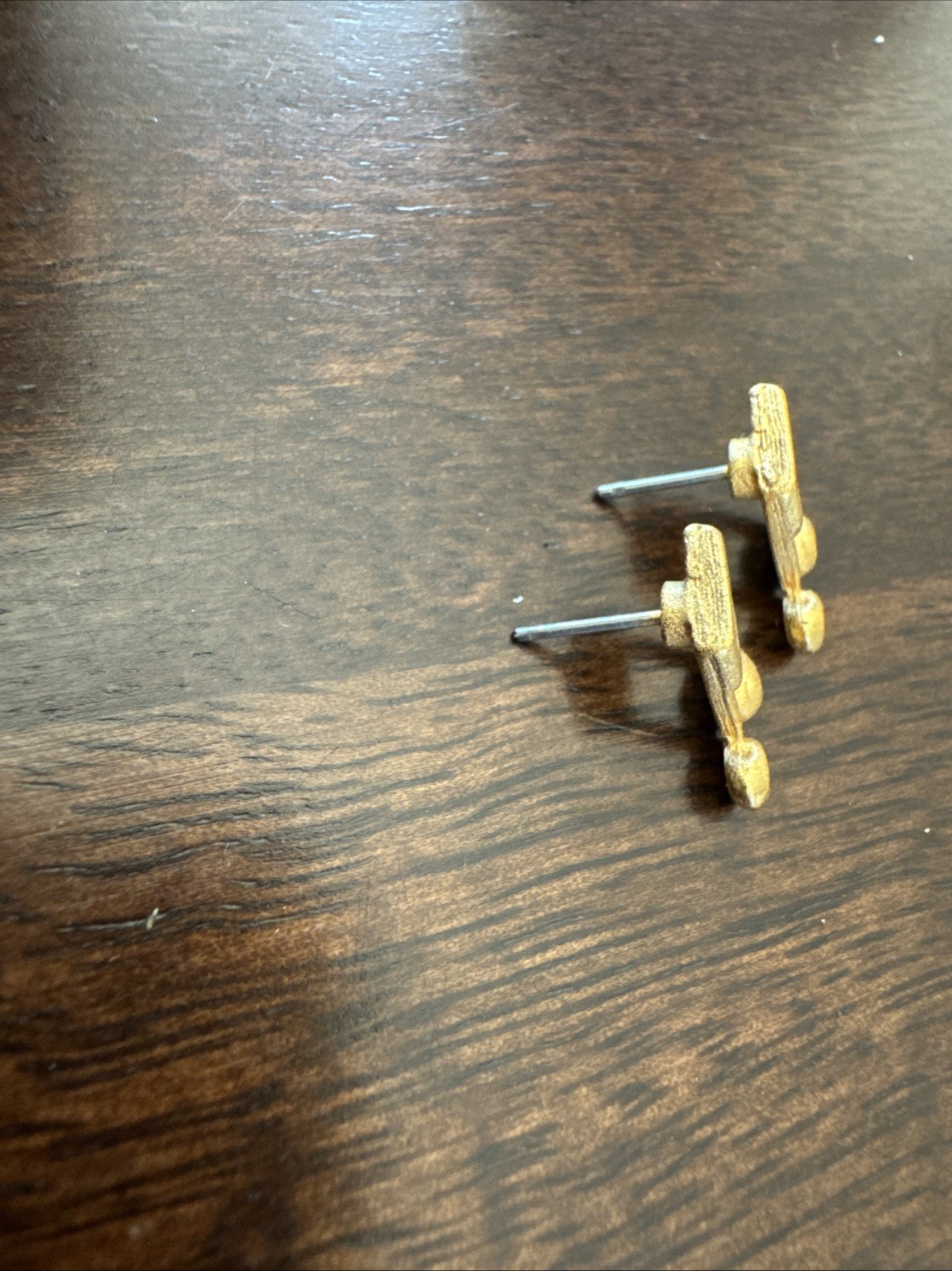 Vtg Earrings Small Florentine Music Eighth 8th Notes Gold Toned Studs 1980s J