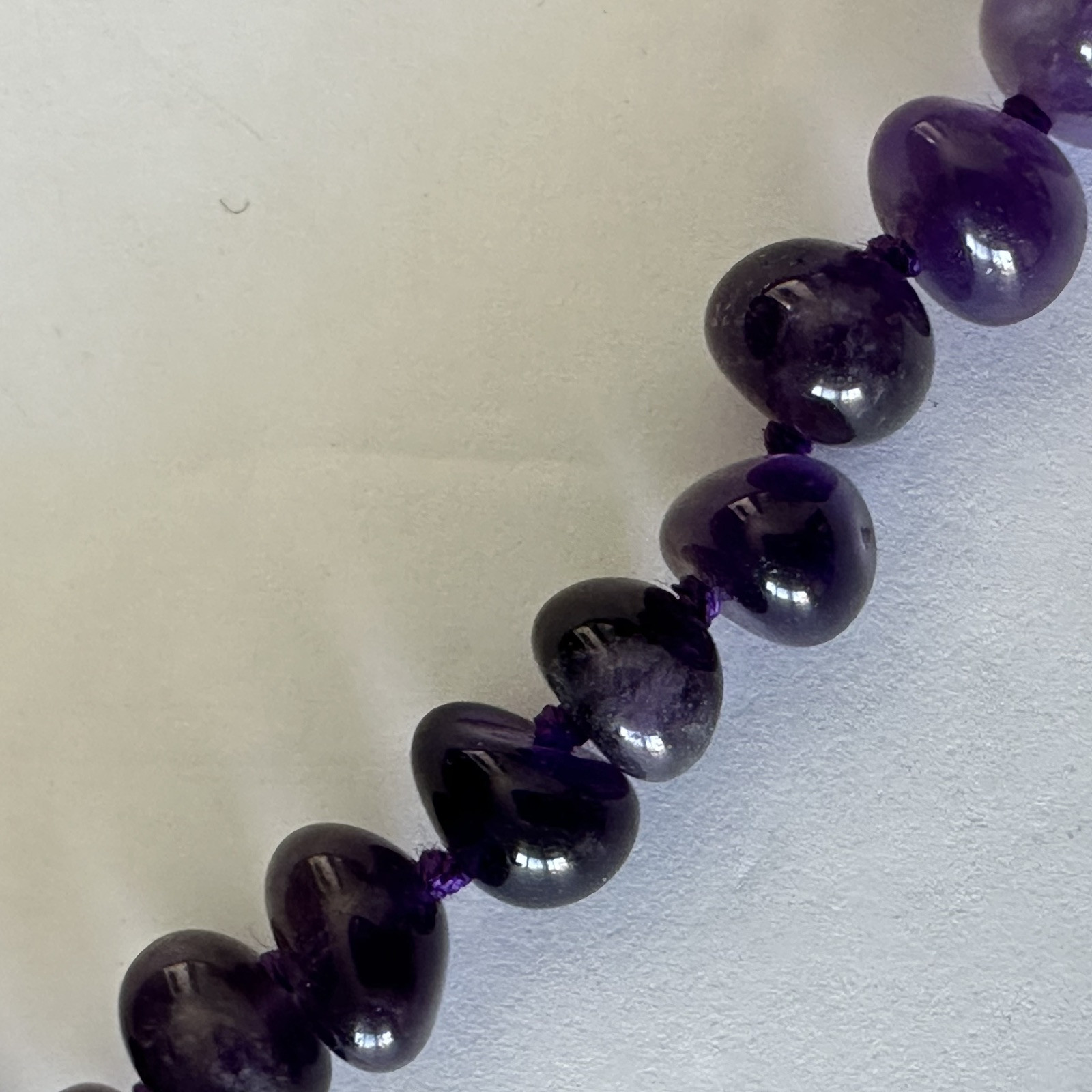 Polished Gem Amethyst Chips 34″ Necklace & Beaded Knotted 18″ Amethyst Necklace