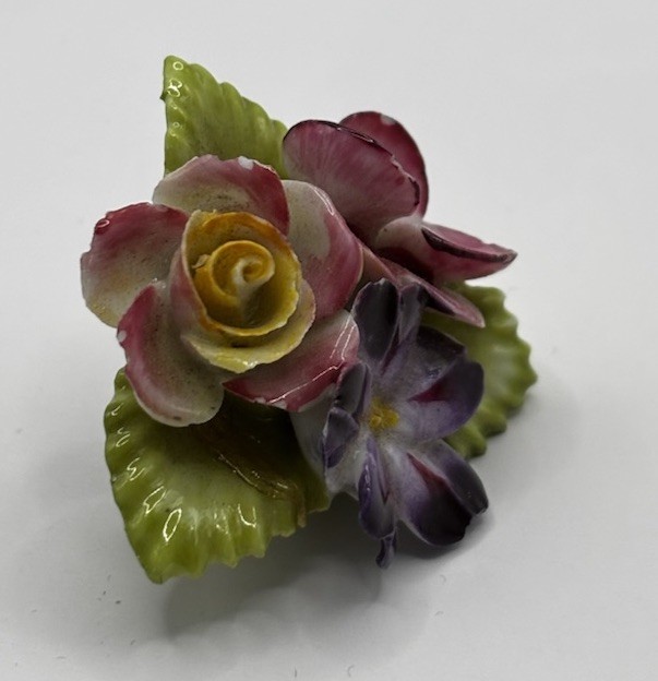 Vintage Set of 2 Floral Bone China Pins/Brooches Hand Painted In England