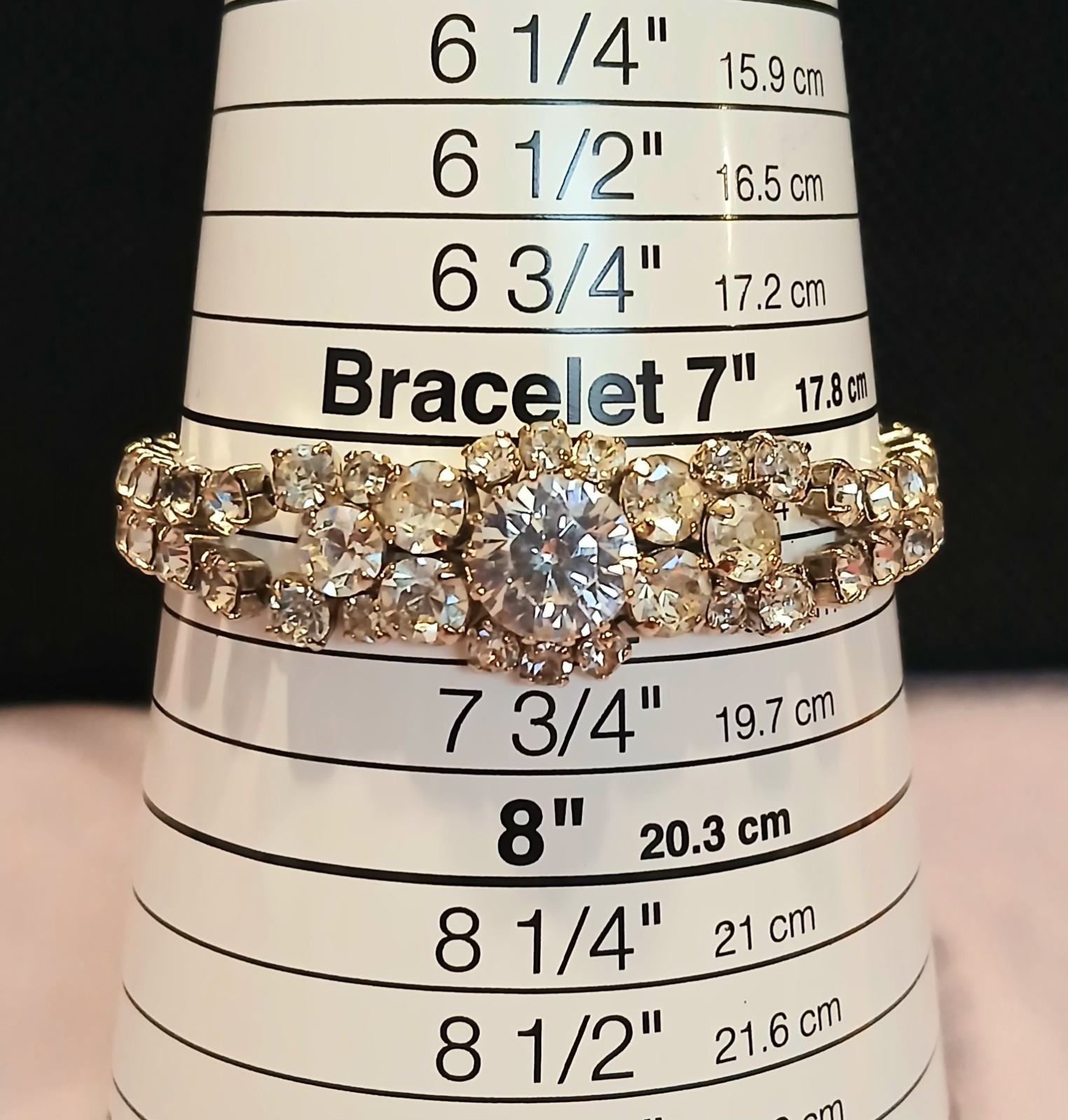Vintage Austria 2-Layer Crystal Bracelet Bright Clear Crystals Signed Austria 7″