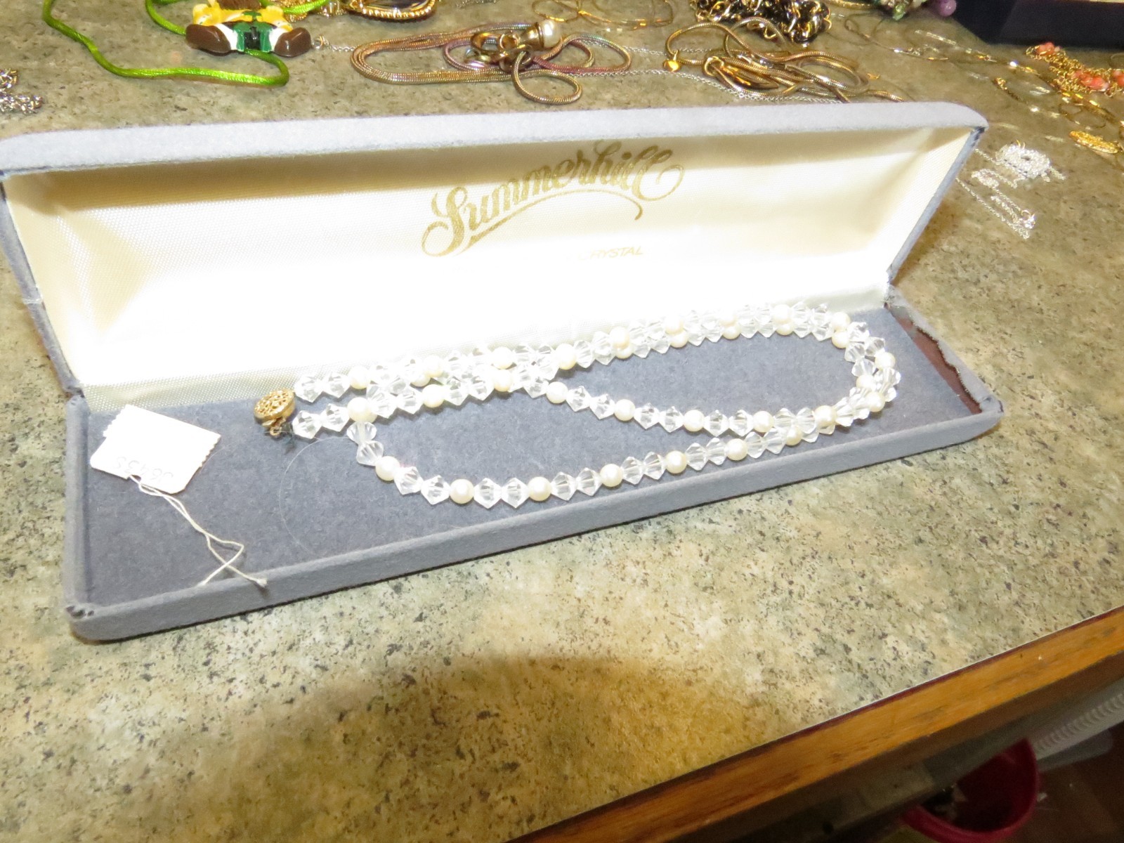 Vintage Austrian Crystal Necklace Clear 24″ Long USA