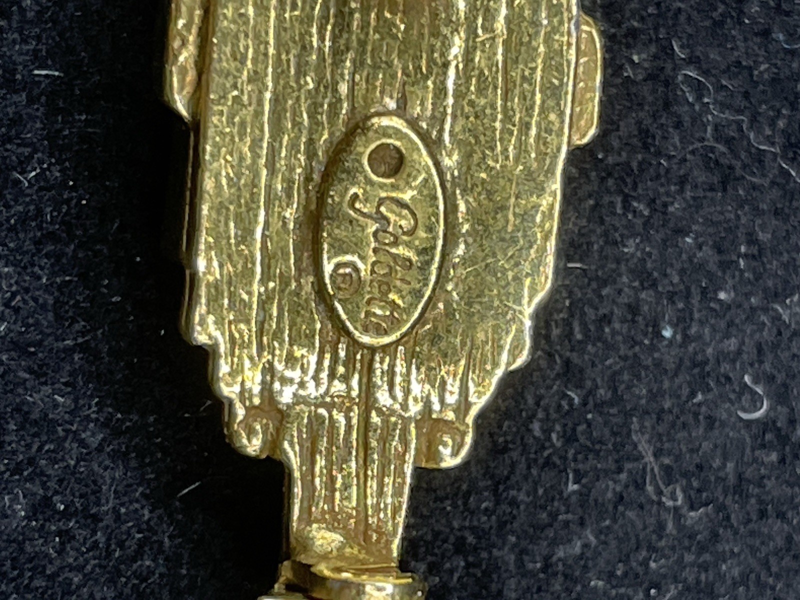 Vintage Goldette Goldtone Lamp Post Pin with Clear Stone