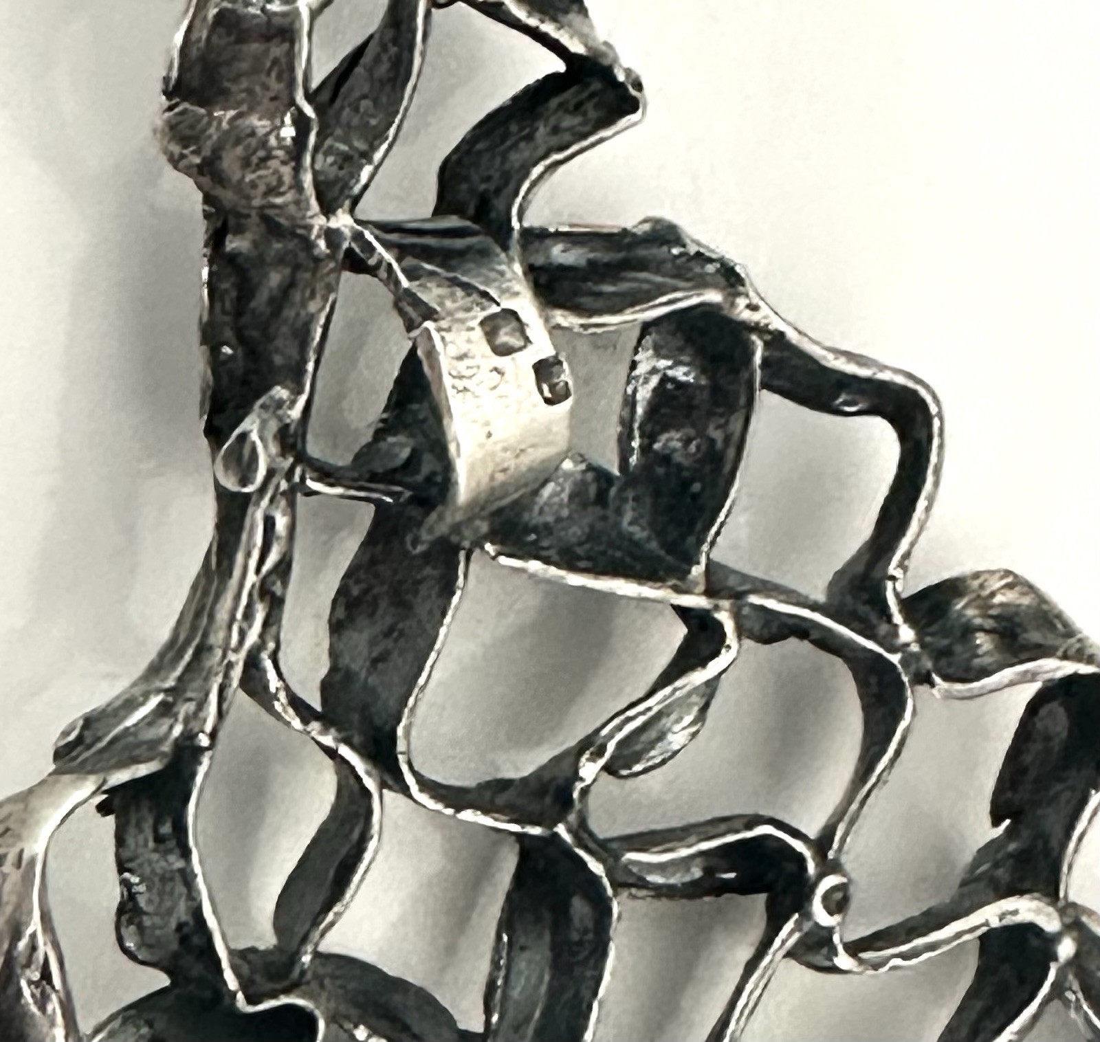 Sterling Silver 925 Abstract Vintage Modernist Retro Pendant Handmade Hallmarked