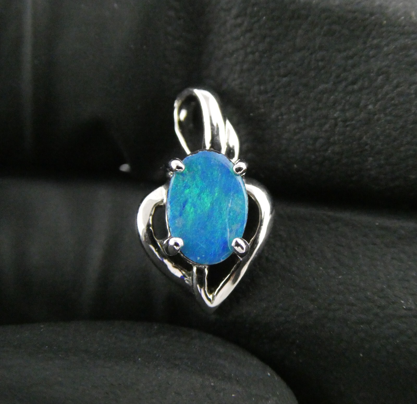 Sterling Silver Australian Blue Opal Doublet Pendant 925 .5 Inch Long .8g AS IS