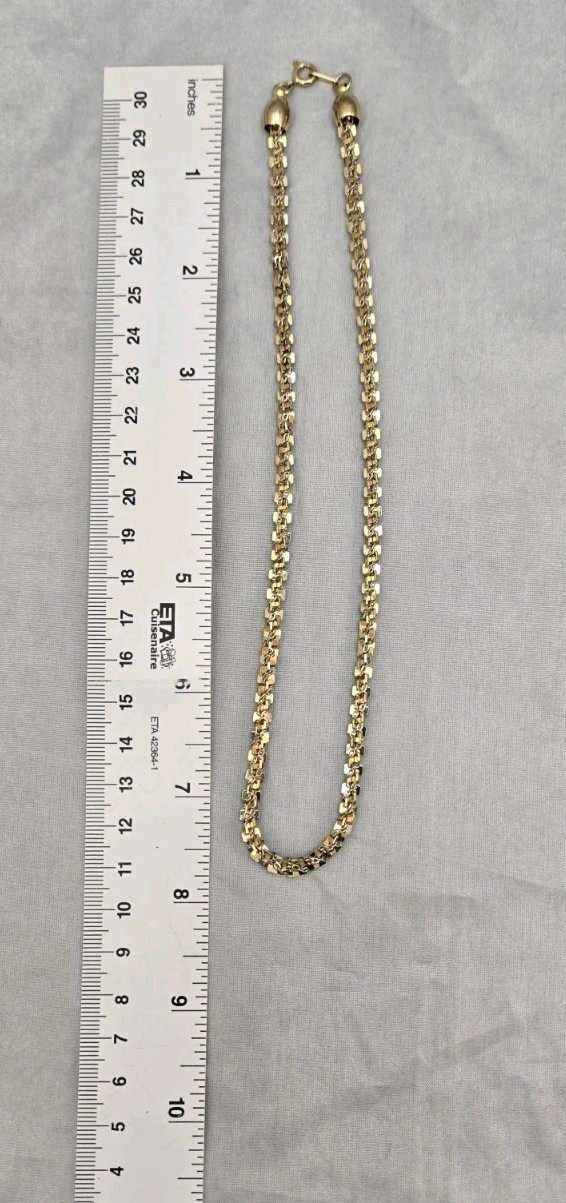 Mix Metal Multi Tone Twist Chain Linked Vintage 16.5 in Choker Necklace
