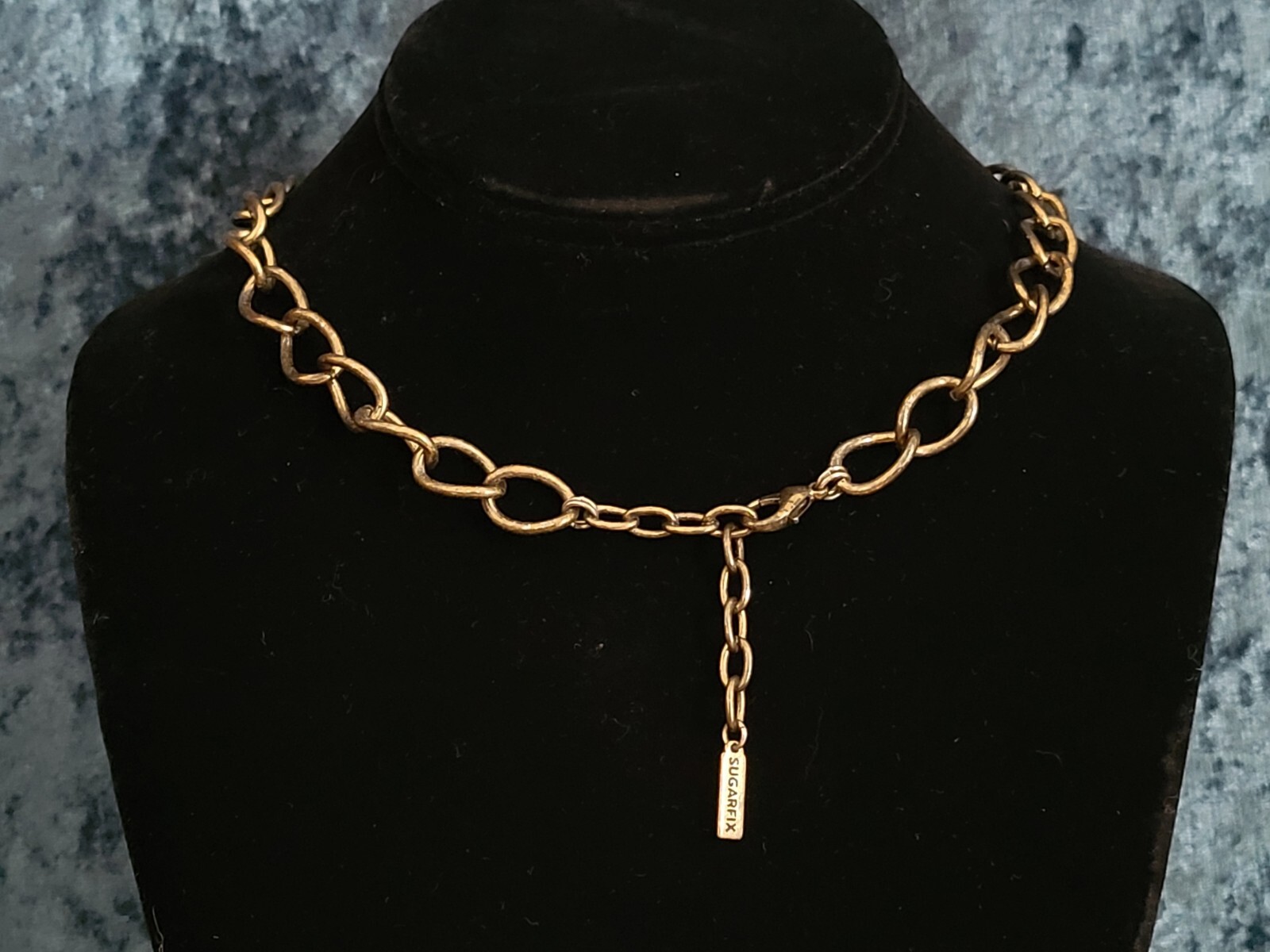 SUGARFIX By BaubleBar ~ Cute Brass Tone Necklace With Rhinestones & Glass Drops