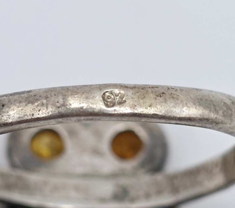 Vintage 925 Sterling Silver Baltic Amber Butterfly Ring Multi Color Size 7.5