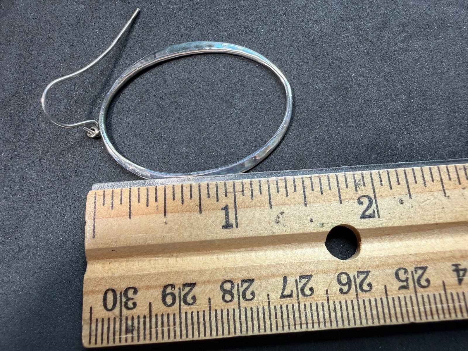 3.74g Vintage Sterling Silver 925 Large Oval Hoop Dangle Drop Earrings M