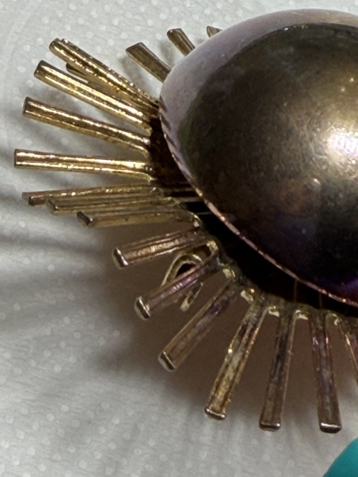 Vintage Gold Tone Starburst Sunburst Brooch Pin Midcentury Modern MCM READ
