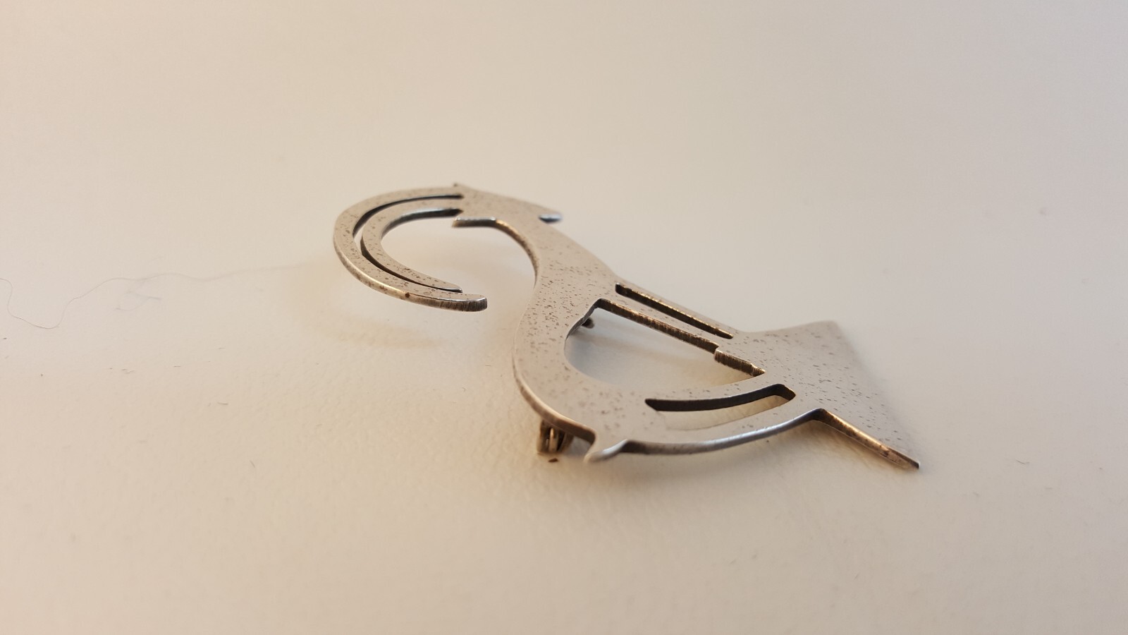 Vintage modernist stylized ram goat brooch pin Forbes MCM sterling silver