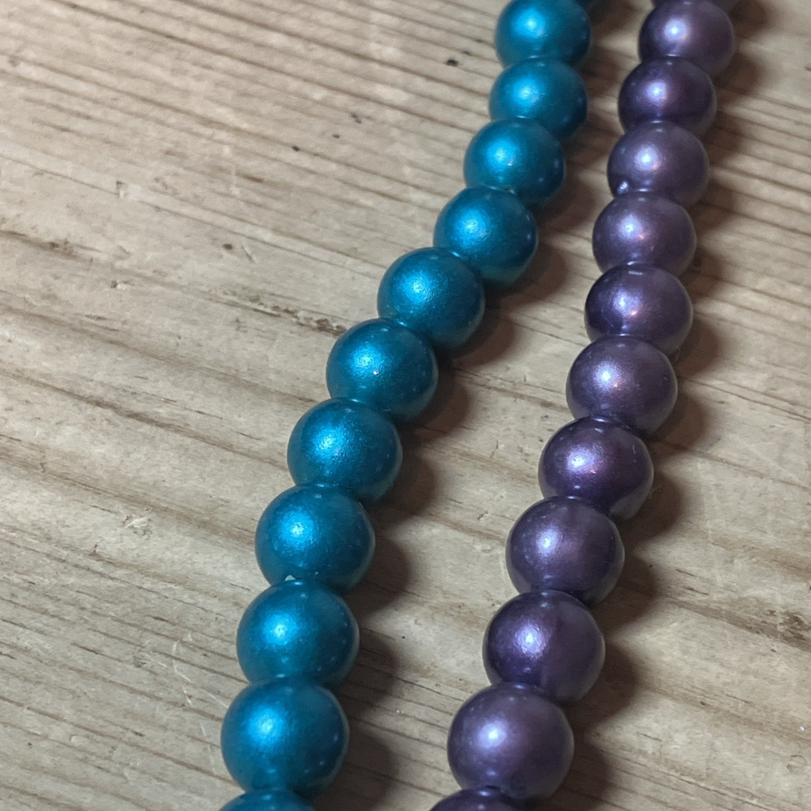 Vintage Costume Beads Lot Of 6 Strands Teal Purple Pink White Dress Up Plastic