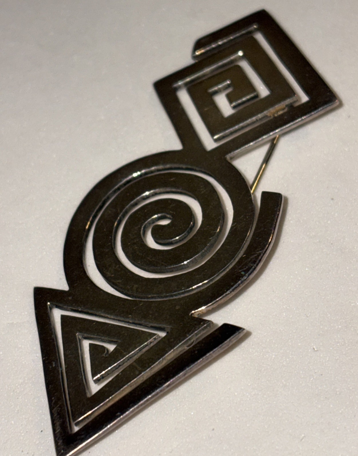 Vintage Dominique Dinouart Mexico 925 Sterling Silver Unique Design Brooch 13g