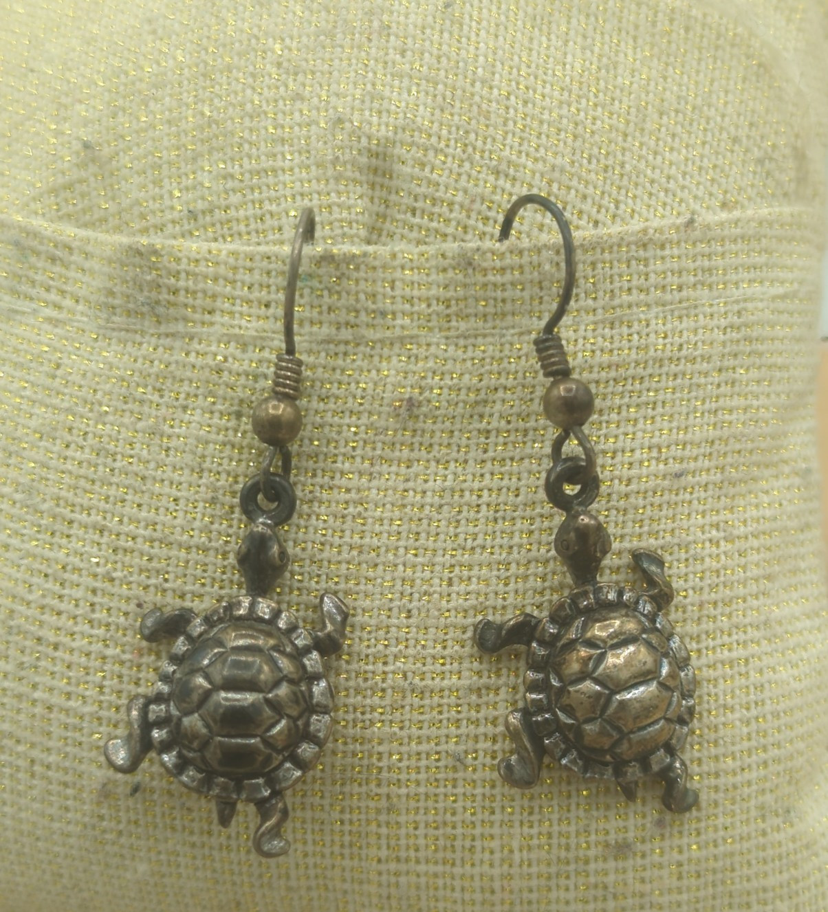 Sterling Silver Turtle Tortoise Dangle Earrings 925 Vintage