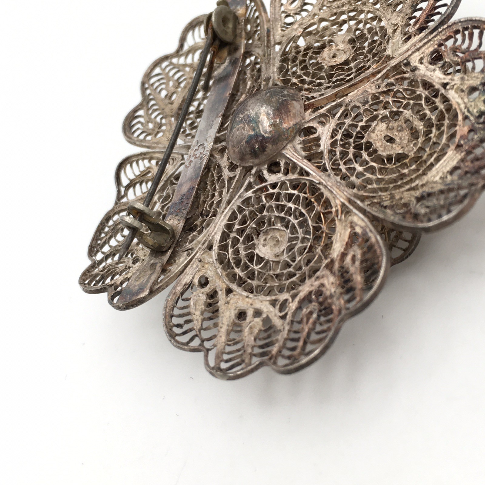 11.8g Vintage Sterling Silver Filigree Flower Pin Brooch Marked CMS Mex 925 #68