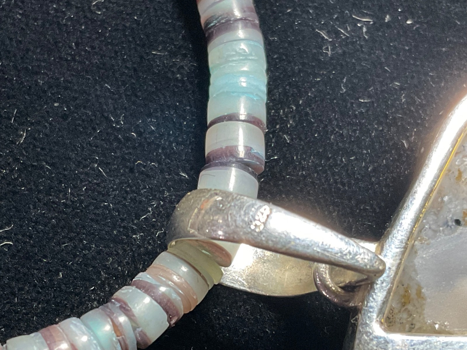 Unique Retro Large Sterling Silver Geode Slice Pendant Necklace