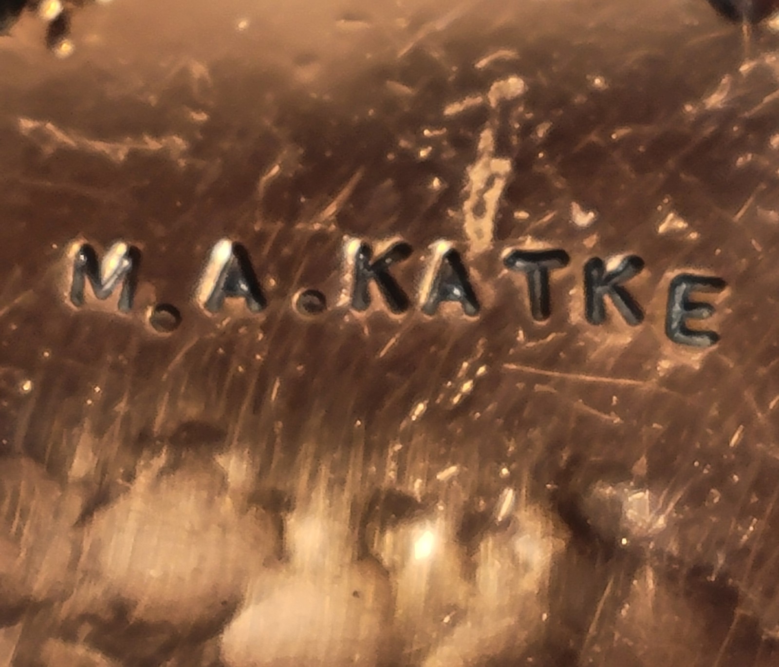 Artist M.A. Katke Mixed Metal Brooch Pin Signed Unique MA Katke Vintage AMAZING