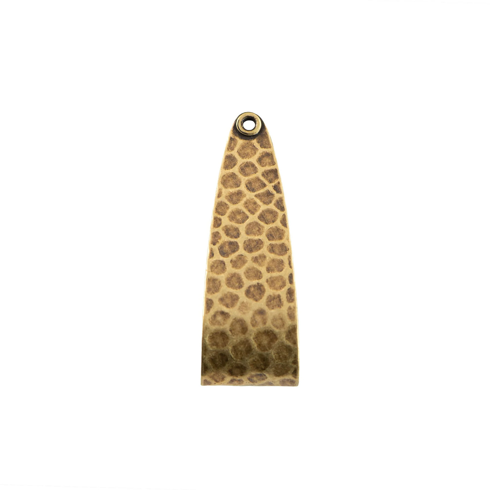 1 Hole Brass Ox Small Hammered 3D Teardrop Hoop Pendant 39x13mm (2)